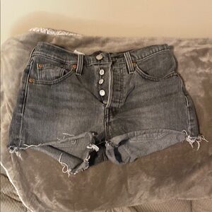 Levi's Gray Jean Shorts Distressed Raw Hem
